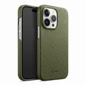 Силиконов, зелен кейс - гръб от естествена кожа за iPhone 14 Pro Max