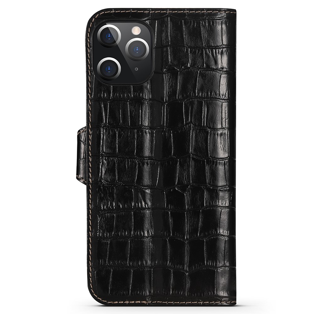 Кожен, черен калъф – естествена кожа за iPhone 12 / iPhone 12 Pro