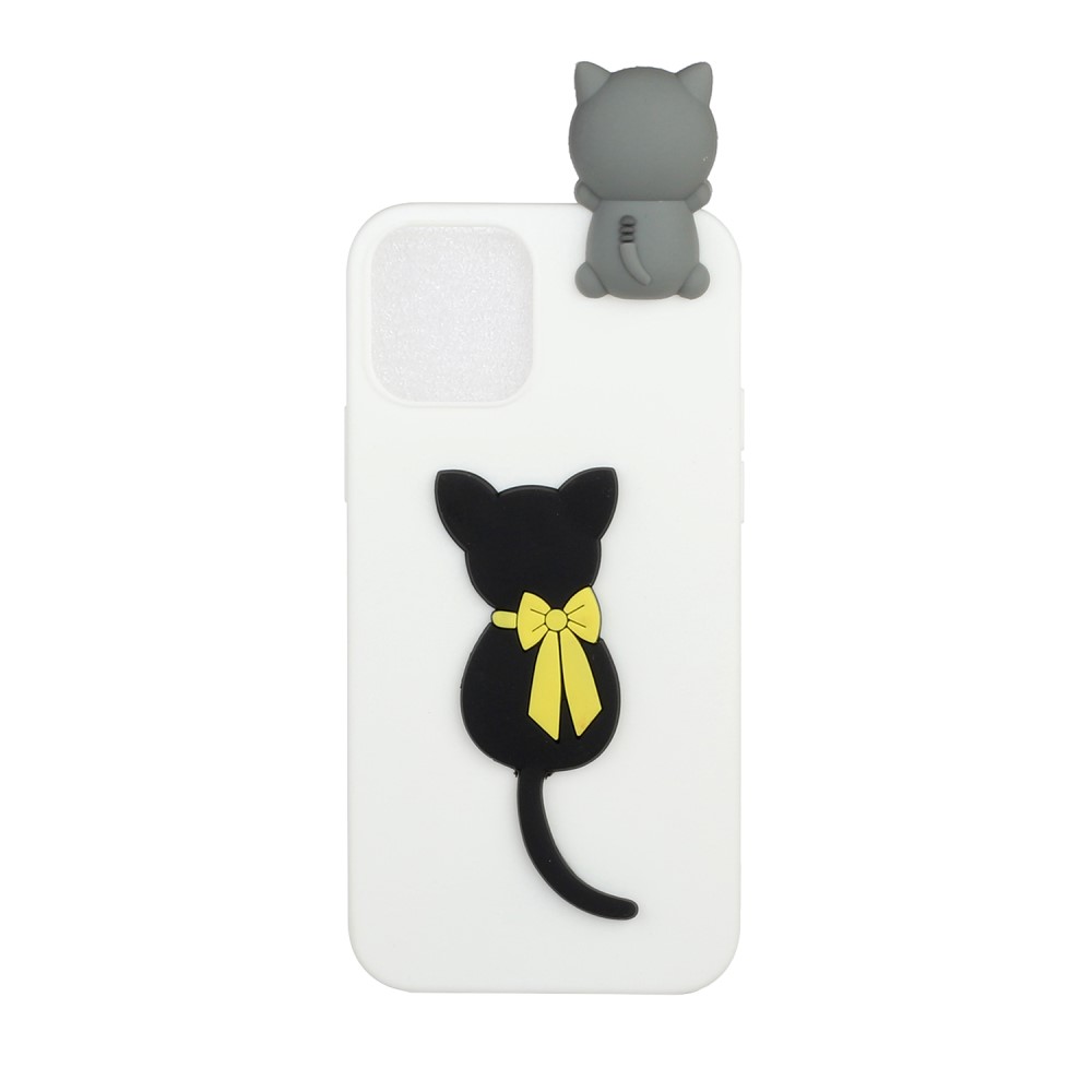 Силиконов, черен калъф – релефни котенца за iPhone 12 / iPhone 12 Pro