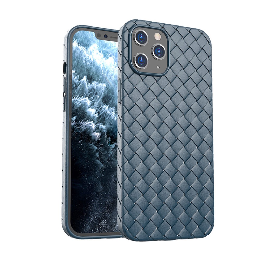 Силиконов, син калъф – плетена кожа за iPhone 12 / iPhone 12 Pro