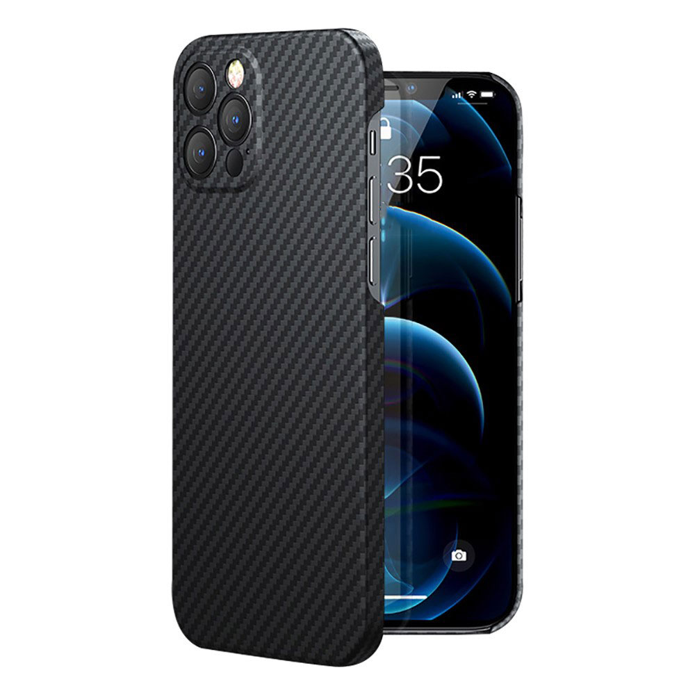 Черен панел от арамид – карбонов десен, ултра тънък за iPhone 12 Pro Max