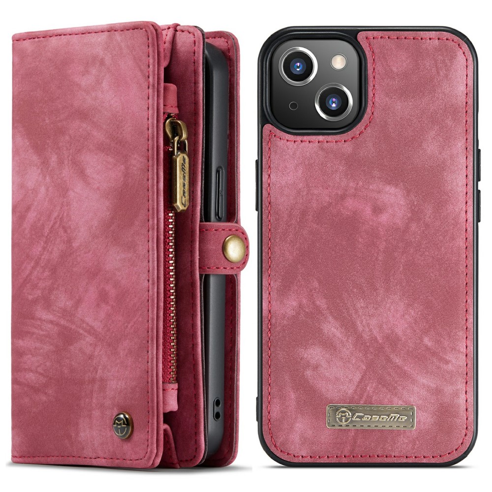 Кожен, розов калъф и портмоне – 2 в 1, естествена кожа за iPhone 13