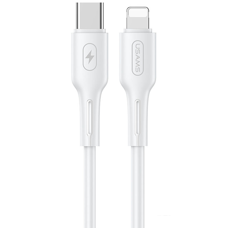 Бял lightning кабел за данни и зареждане, 1.2 метра, PD Quick Charge, USB-C за iPhone / iPad