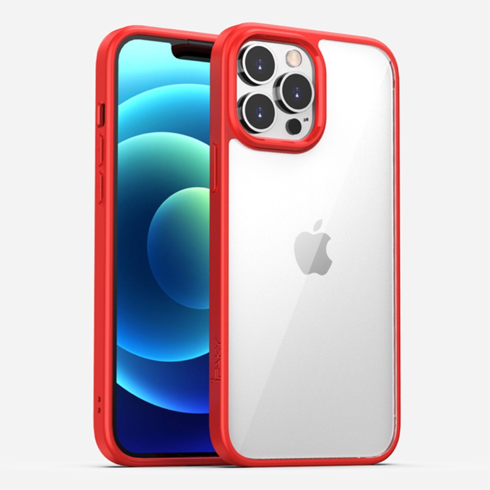 Силиконов, червен калъф – тънък, удароустойчив, с прозрачен гръб за iPhone 13 Pro
