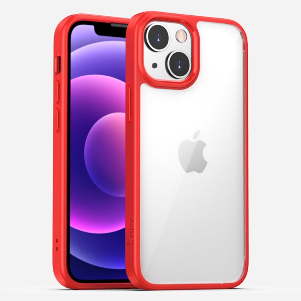 Силиконов, червен калъф – тънък, удароустойчив, с прозрачен гръб за iPhone 13