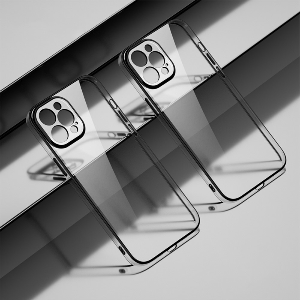 Силиконов, прозрачен калъф – тънък, черен кант за iPhone 13 Pro