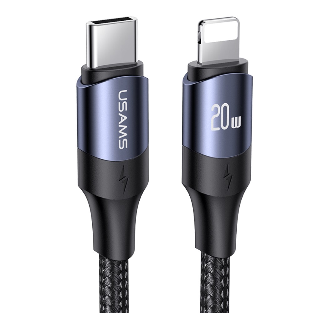 Черен lightning кабел за данни и зареждане, 3 метра, PD Quick Charge, USB-C за iPhone / iPad