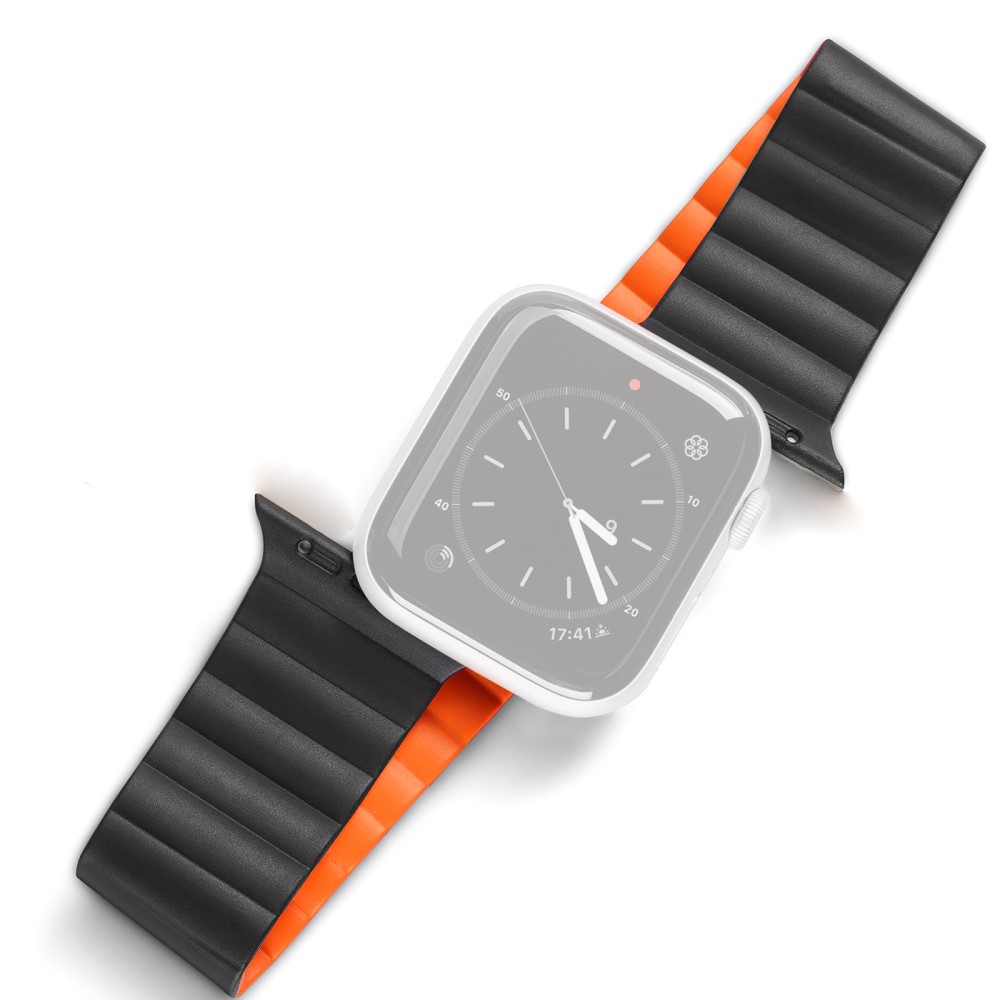 Силиконова, двулицева каишка за Apple Watch 41мм / 40мм / 38мм – черна/оранжева