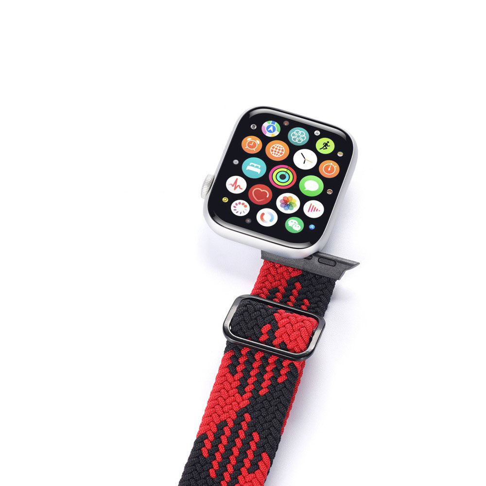 Плетена каишка за Apple Watch 41мм / 40мм / 38мм – черна/червена