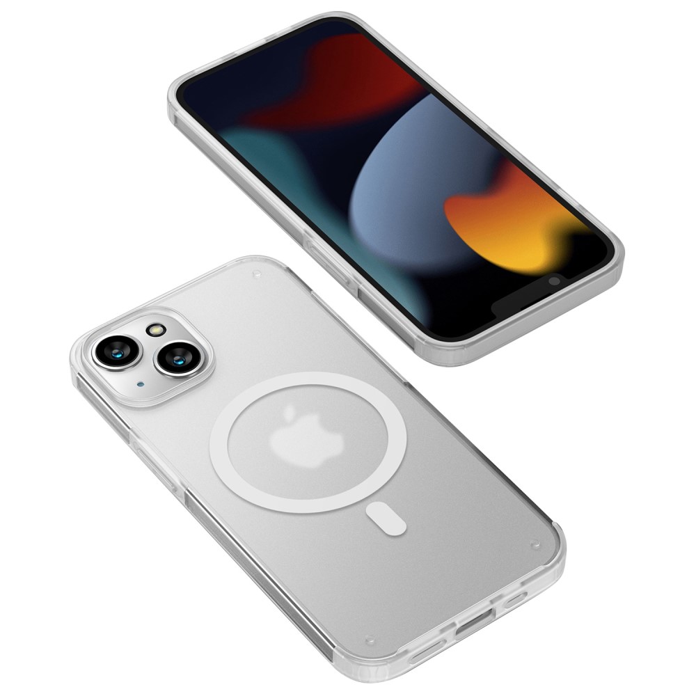 Силиконов, бял кейс – тънък, удароустойчив, поддържа MagSafe за iPhone 14 Plus