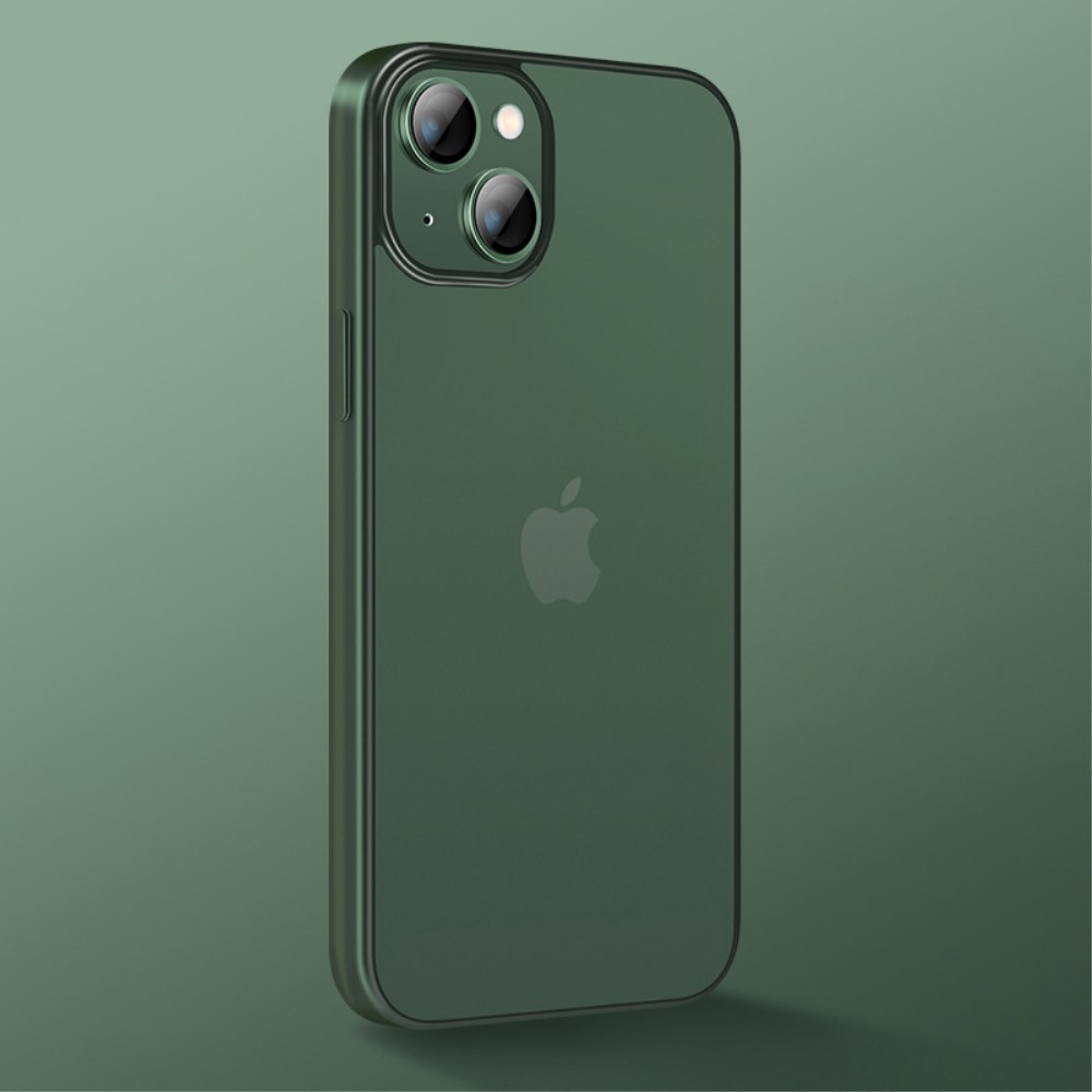 Силиконов, зелен калъф – тънък, с прозрачен гръб за iPhone 14 Plus