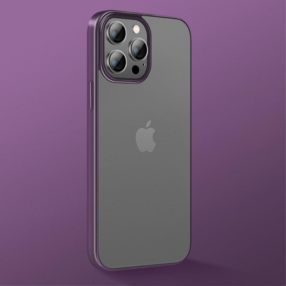 Силиконов, лилав калъф – тънък, с прозрачен гръб за iPhone 14 Pro
