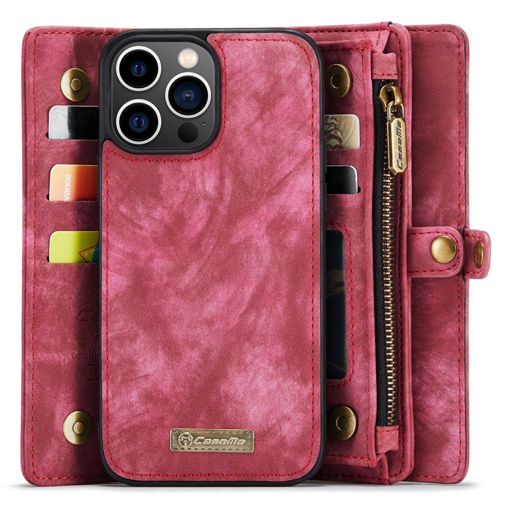 Кожен, розов калъф и портмоне – 2 в 1 за iPhone 14 Pro