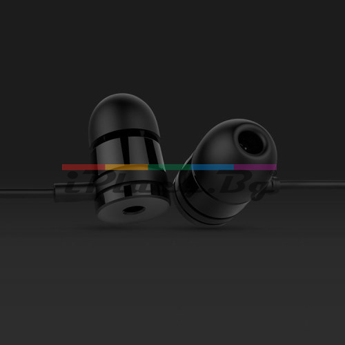 Пластмасови, черни слушалки с микрофон за iPhone/Samsung