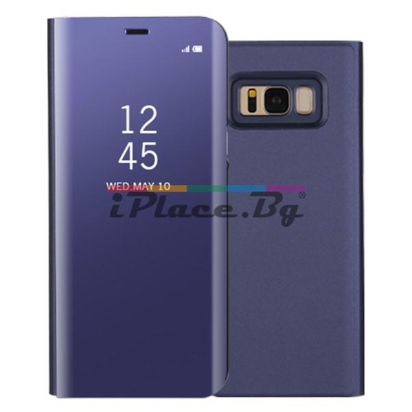 Кожен, лилав калъф – прозрачен, предпазен капак за Samsung Galaxy S8 Plus