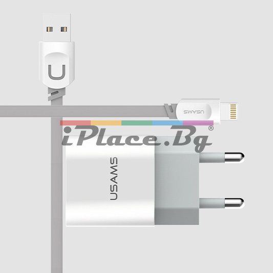 Пластмасово, бяло зарядно 2.4A – два USB порта, Fast Charge за iPhone/iPad