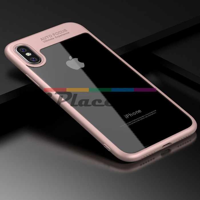 Силиконов, розов бъмпер, с прозрачен гръб – тънък за iPhone X/XS