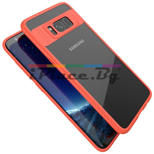 Силиконов, червен бъмпер, с прозрачен гръб – тънък за Samsung Galaxy S8