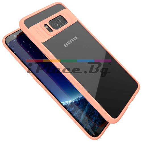 Силиконов, розов бъмпер, с прозрачен гръб – тънък за Samsung Galaxy S8