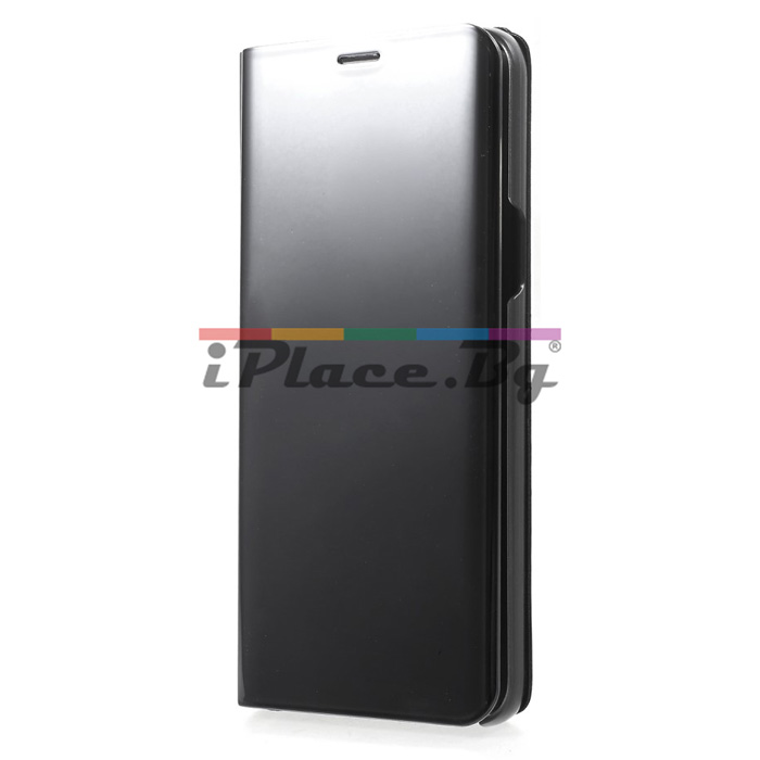 Кожен, черен калъф – прозрачен, предпазен капак за Samsung Galaxy S9