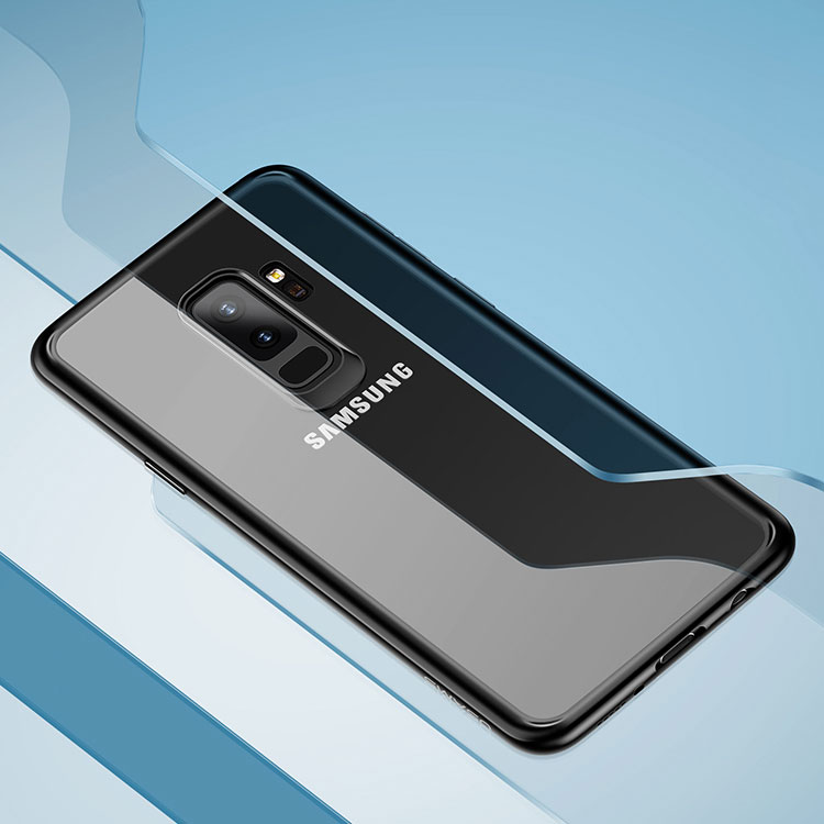 Силиконов, син бъмпер, с прозрачен гръб – тънък за Samsung Galaxy S9