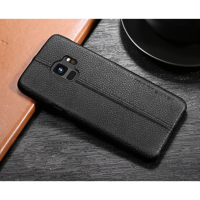 Кожен, черен калъф – ултра тънък за Samsung Galaxy S9