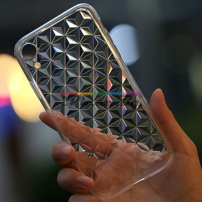 Силиконов, прозрачен калъф – тънък, триъгълници за iPhone X/XS