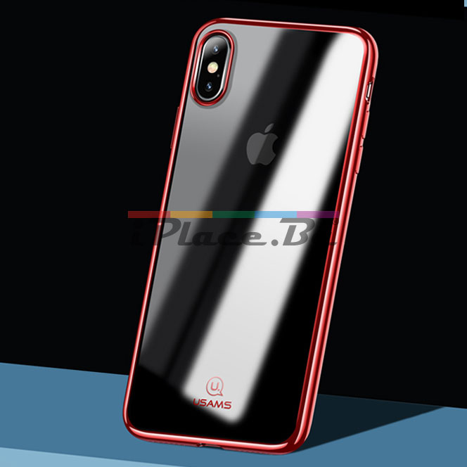 Силиконов, червен бъмпер, с прозрачен гръб – тънък за iPhone X/XS