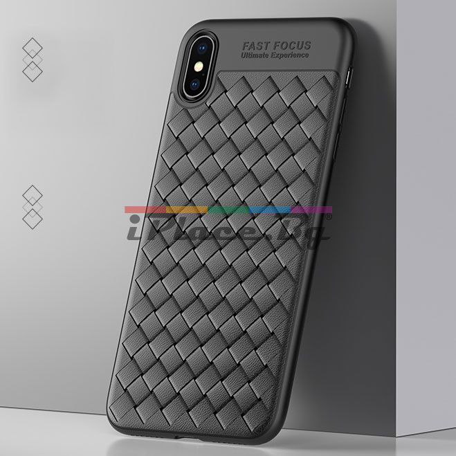 Силиконов, черен калъф, с десен – кожа за iPhone X/XS